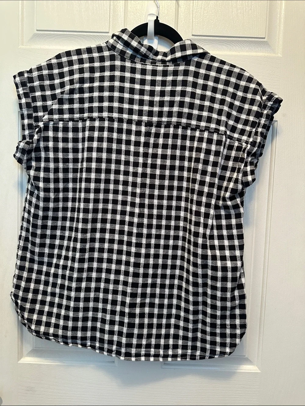 Loft 100% Cotton Black & White Check Button-Front Women’s Top Large - Picture 5 of 5